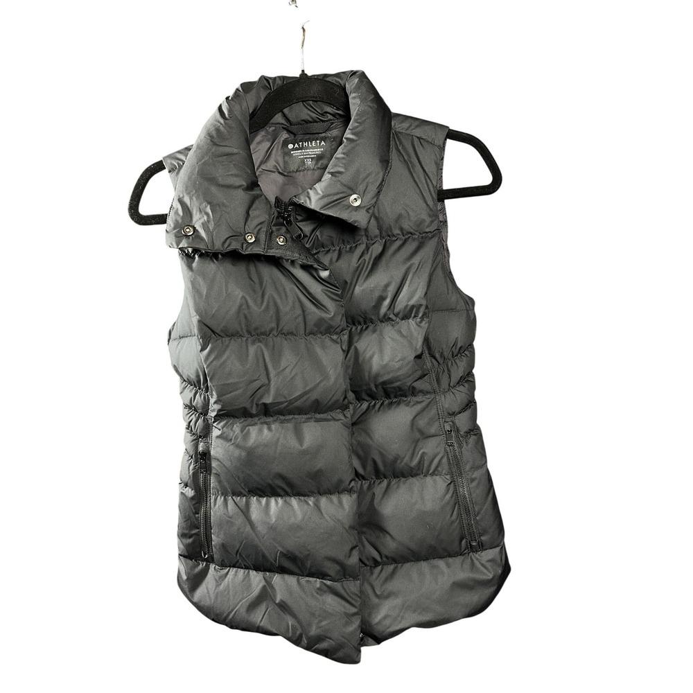 Athleta‎ Gilet Downtown Puffer Vest Black XXS Goose Down Insulated